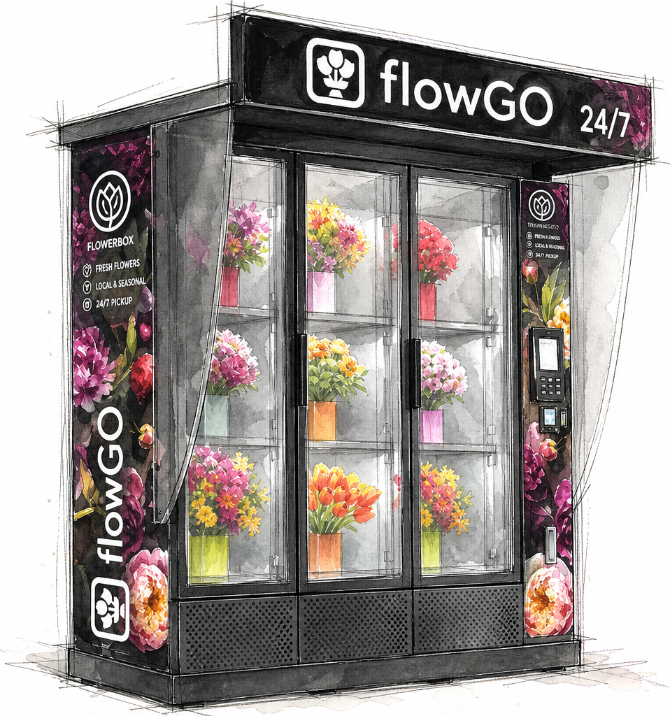 FlowGo gėlių automatas su šviežiomis puokštėmis